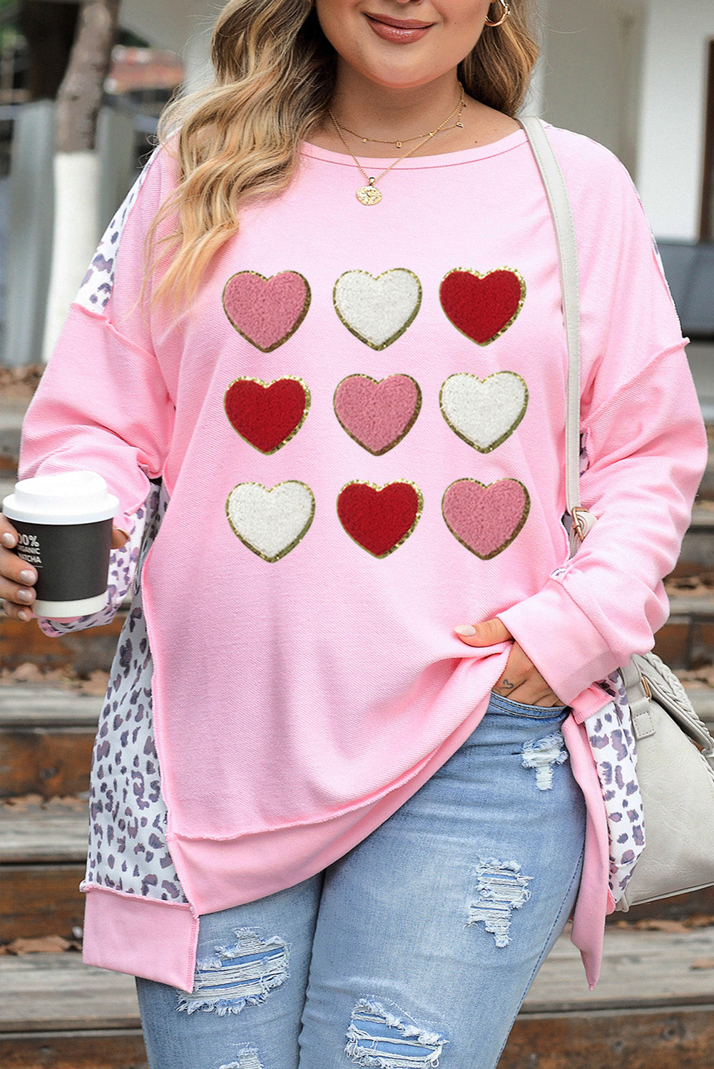 Chenille Heart Patches SWEATSHIRT-SEE Shipping Info in Description 1x
