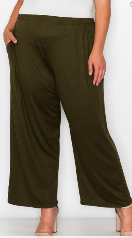 PALAZZO PANTS-OLIVE