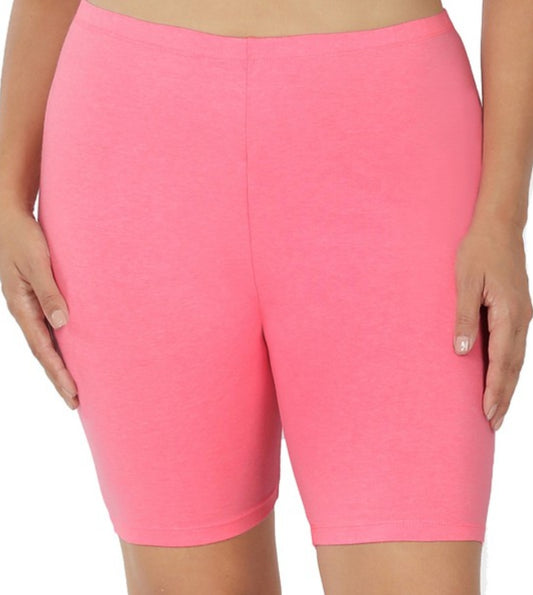 ALL THE COMFORT PREMIUM COTTON BIKER SHORT BRIGHT PINK